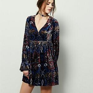 FREE PEOPLE | Mystic Charm Velvet Dress Boho | XS